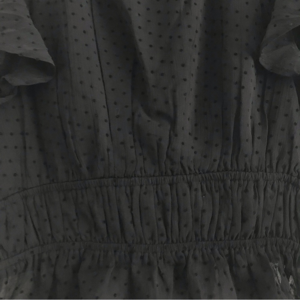 Francesca’s Mi Ami Swiss Dot Black Sheer Peplum Blouse - Picture 5 of 7
